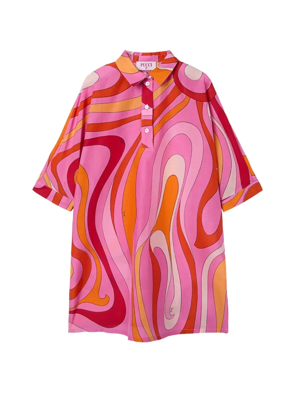 Платье с мраморным принтом Pucci Junior, розовый