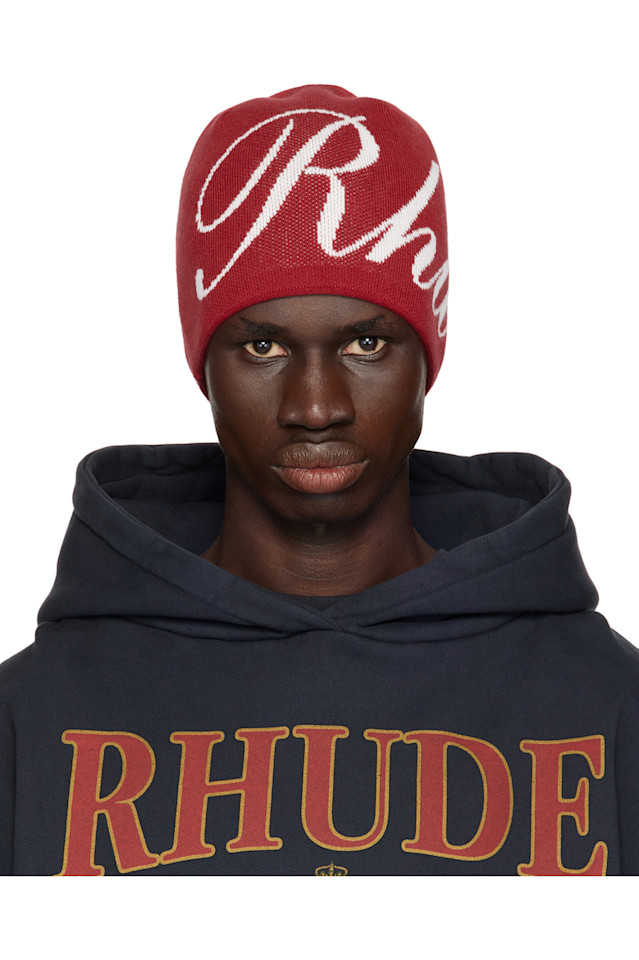 

Rhude вязаная шапка с надписью Rhude, мультиколор