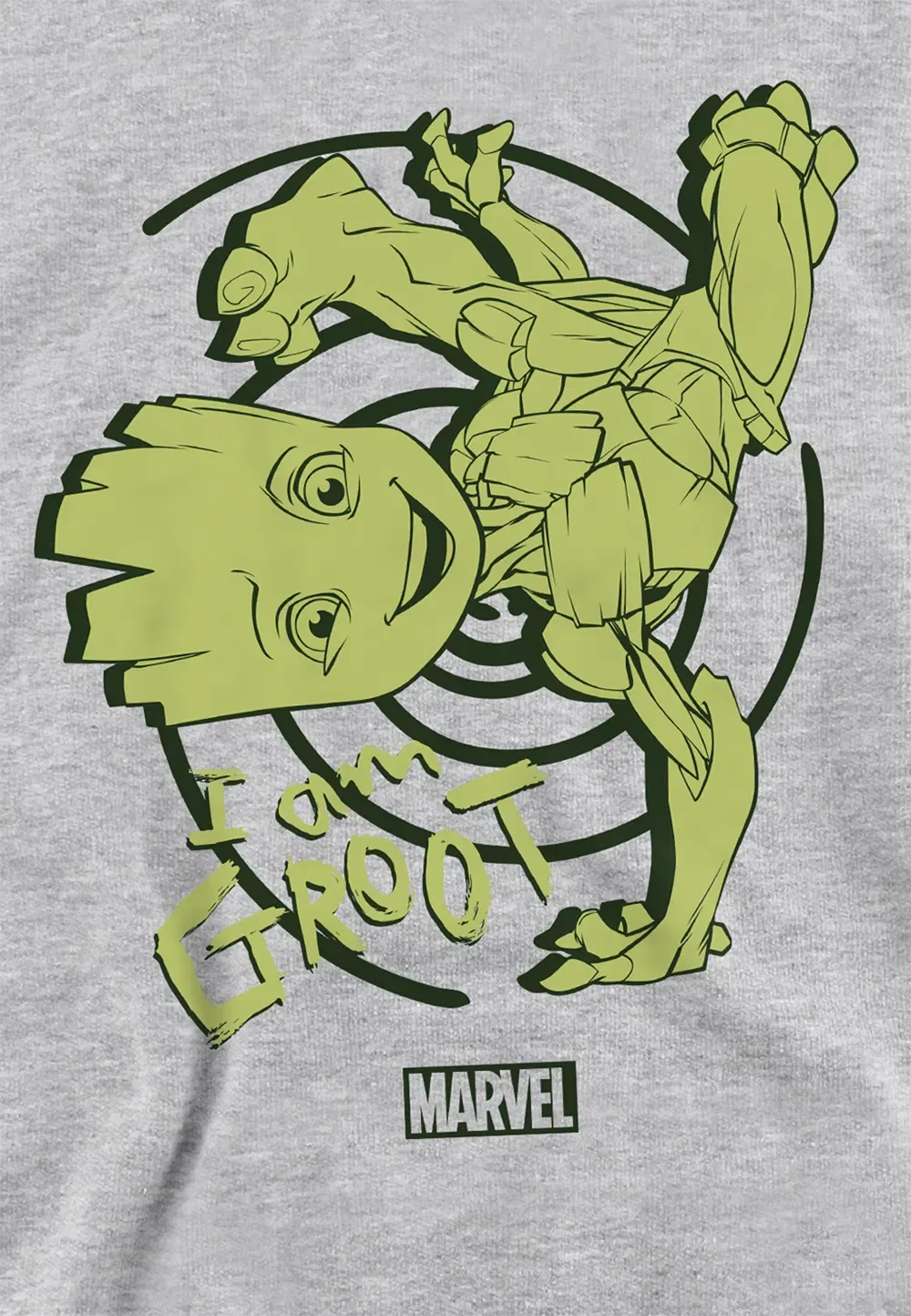 Детская худи Marvel Groot Handstand, Athletic Heather, серый — фото 2