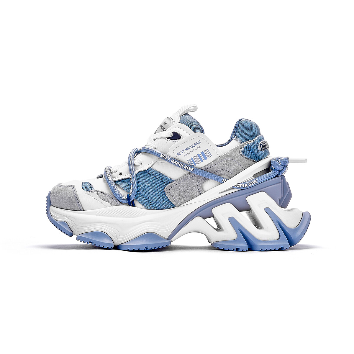

Кроссовки NEXT IMPULSIVE Chunky Sneakers Unisex Low-top White/Blue, синий