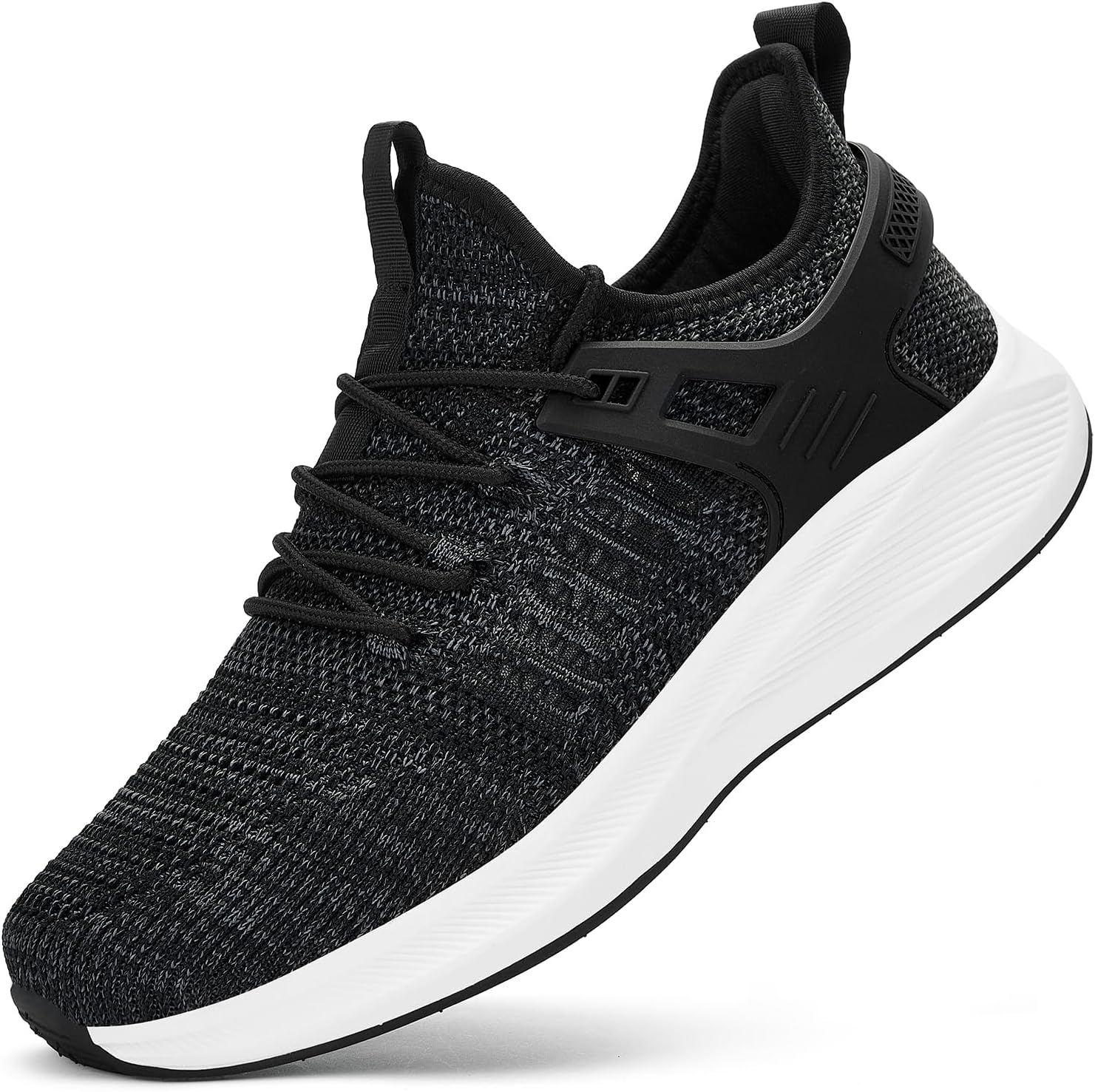 

Мужские кроссовки BACSAC для бега с широкой посадкой, для ходьбы и тенниса, с амортизацией, широкие кроссовки, на шнуровке и без, спортивные, для работы, зала и активного отдыха, комфортные и легкие, белый/черный