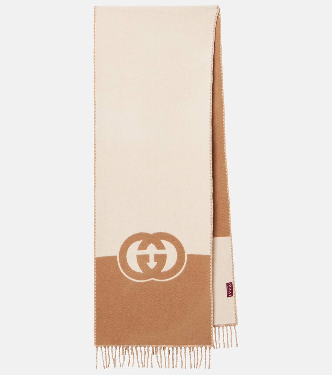 

Шарф из шерсти и кашемира GG Gucci, цвет ivory/beige