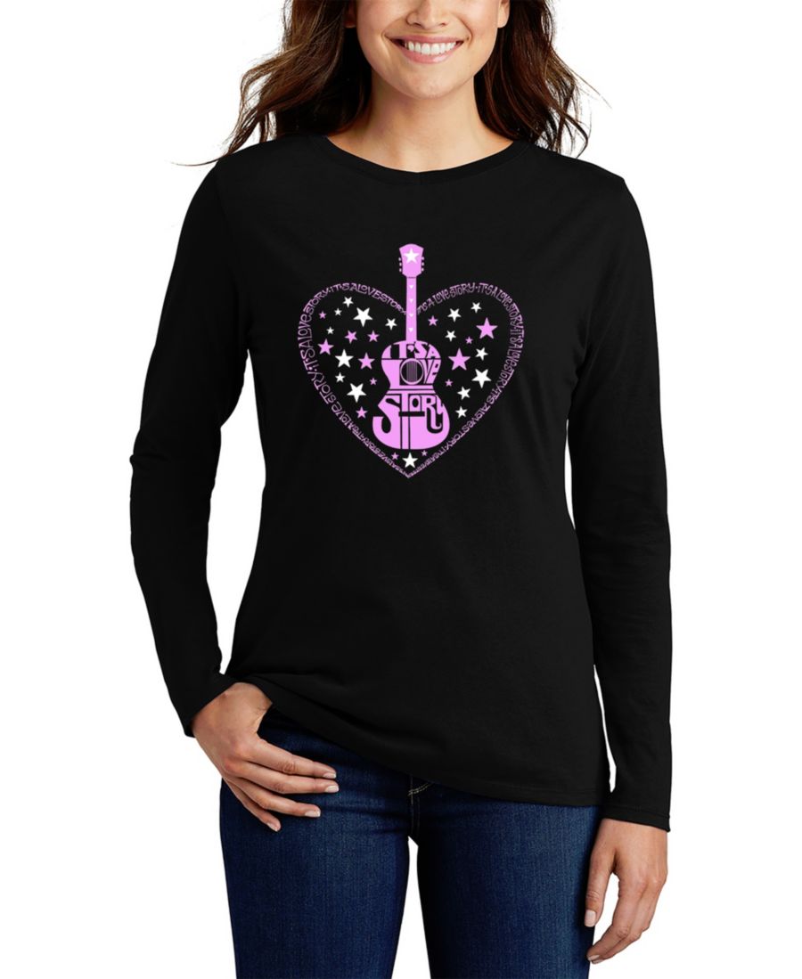 

Женская футболка с длинными рукавами "It's A Love Story" с надписью "Word Art" LA Pop Art, Black, Черный, Женская футболка с длинными рукавами "It's A Love Story" с надписью "Word Art" LA Pop Art, Black