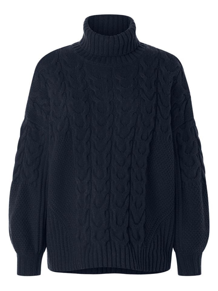 

Maerz Muenchen Темно-синий шерстяной свитер с высоким воротником