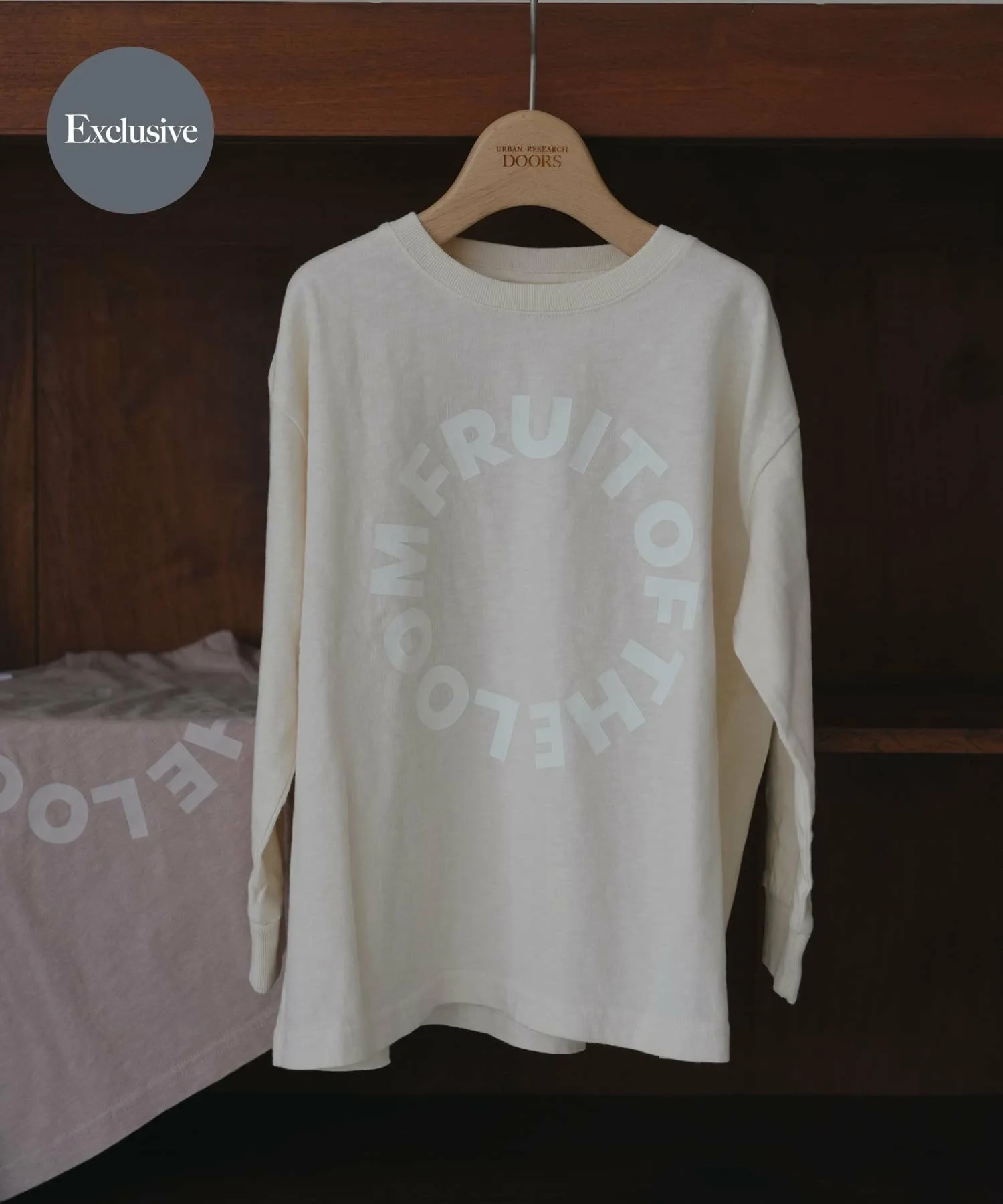 Детская футболка с длинными рукавами FRUIT OF THE LOOM x DOORS с круглым логотипом, выпущенная "по специальному заказу" URBAN RESEARCH DOORS, OFF
