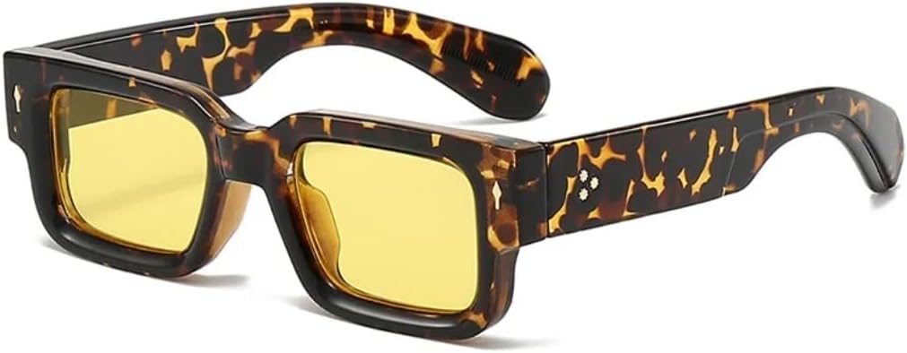 

Солнцезащитные очки для мужчин и женщин - защита UV400 - маленькая оправа, линзы конфетных цветов, для занятий спортом на открытом воздухе и вождения DSVIGF, Leopard Yellow