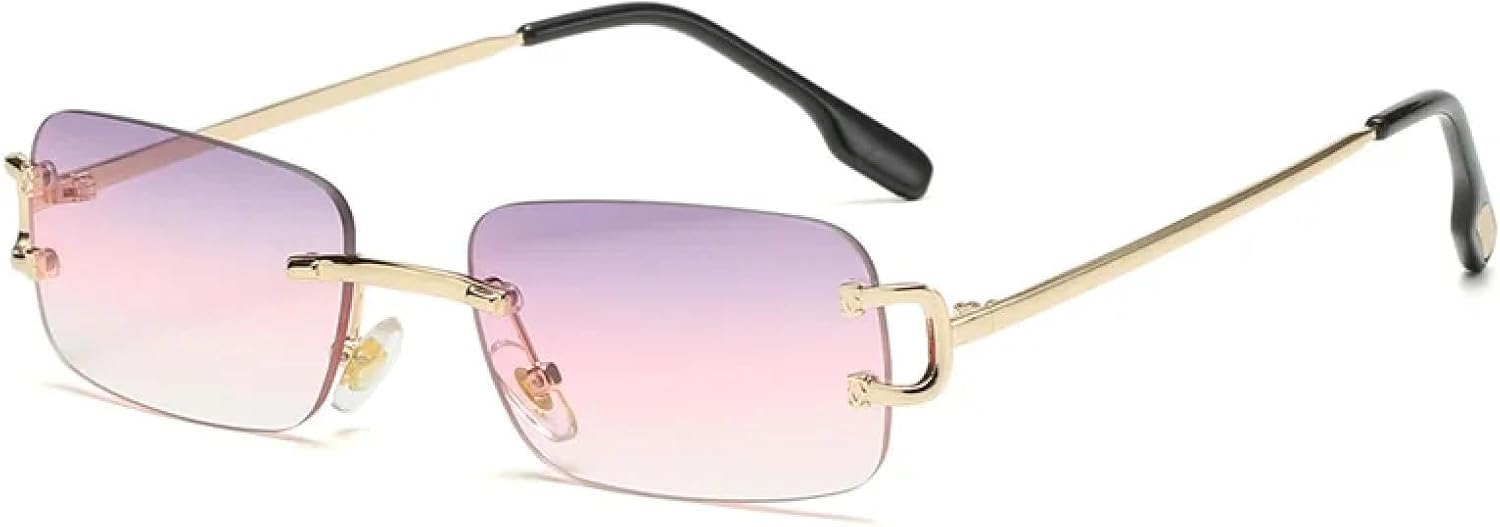 

Солнцезащитные очки с защитой от УФ-излучения UV400 | Без оправы с градиентным покрытием | Для женщин и мужчин | Для занятий спортом на открытом воздухе и вождения DSVIGF, Gold-purplepink