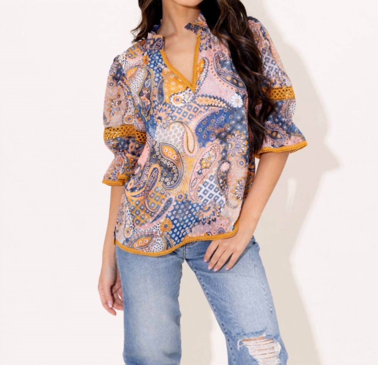 

Топ Lottie с узором пейсли Alden Adair, цвет paisley patch