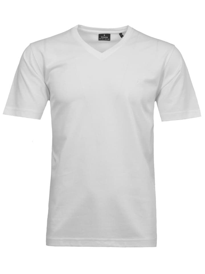 

Футболка Softknit с V-образным вырезом белого цвета Ragman, Белый, Футболка Softknit с V-образным вырезом белого цвета Ragman