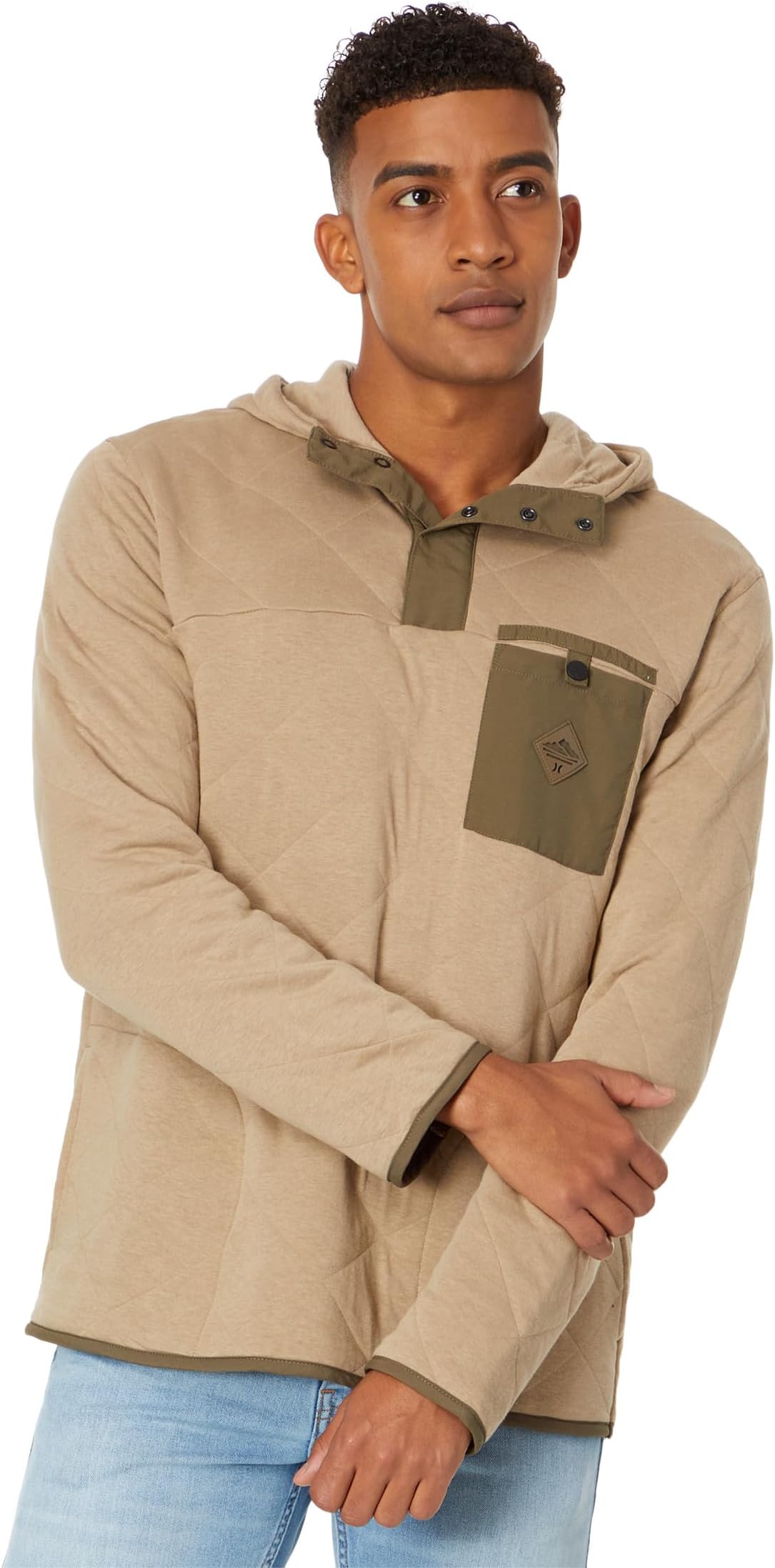 

Куртка Hurley Russell Quilted 1/4 Snap Fleece, хаки