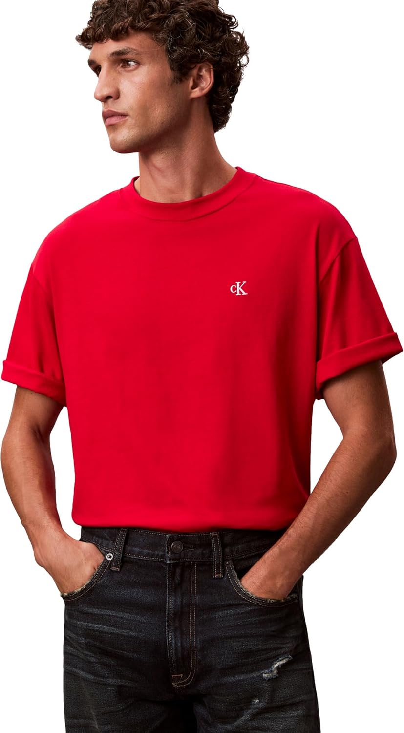 Мужская футболка Calvin Klein свободного кроя с круглым вырезом и логотипом Archive Logo, Berry Sangria — фото 4