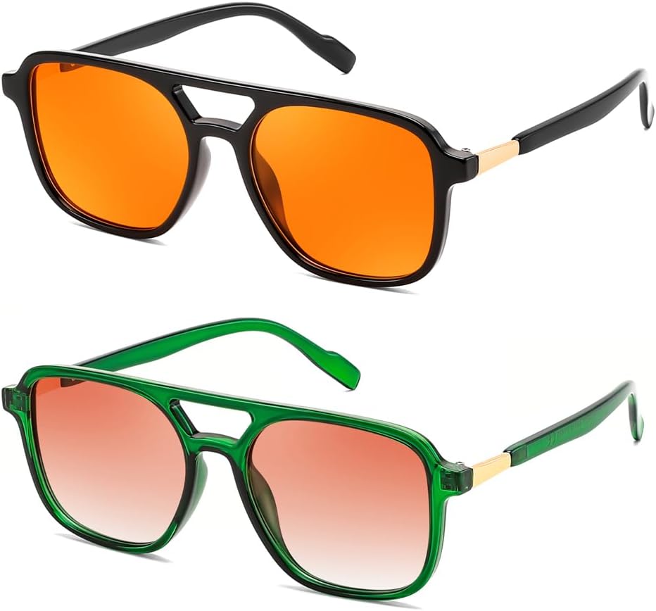 

Солнцезащитные очки FEISEDY в стиле ретро, ​​квадратные, авиаторские, для женщин и мужчин, винтажные, 70-е годы, модные, в пластиковой оправе, артикул B4158, Green & Orange