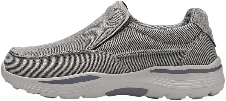 

Мужские повседневные лоферы из канвы - однотонные слипоны с дышащей сетчатой подкладкой, подошва из ЭВА, для спорта и ежедневной носки Hhhchpm, светло-серый