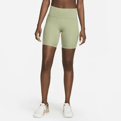 

Шорты Nike Women's Tight Mid-Rise Ribbed-Panel Running Shorts with Pockets, цвет Oil Green