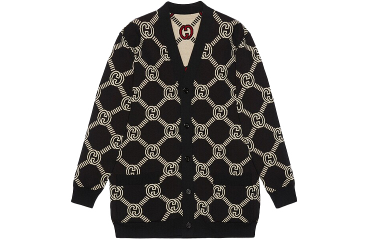 Реверсивный кардиган Interlocking G GUCCI, светло коричневый — фото 4