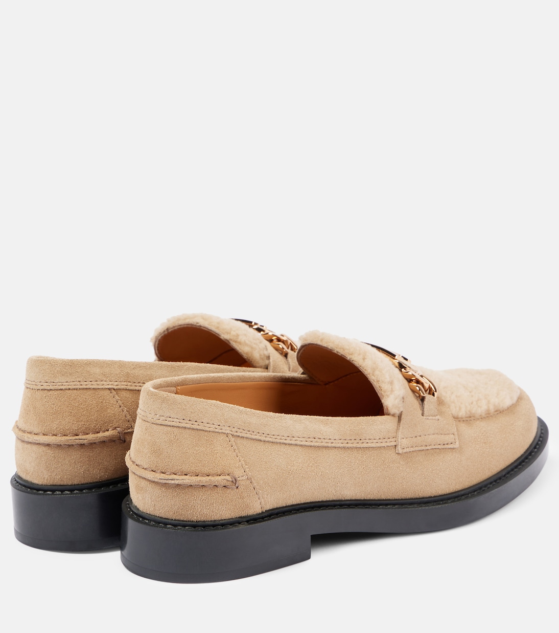 Замшевые мокасины с отделкой из овчины Tod's, Tabacco Chiaro + Conchiglia — фото 2