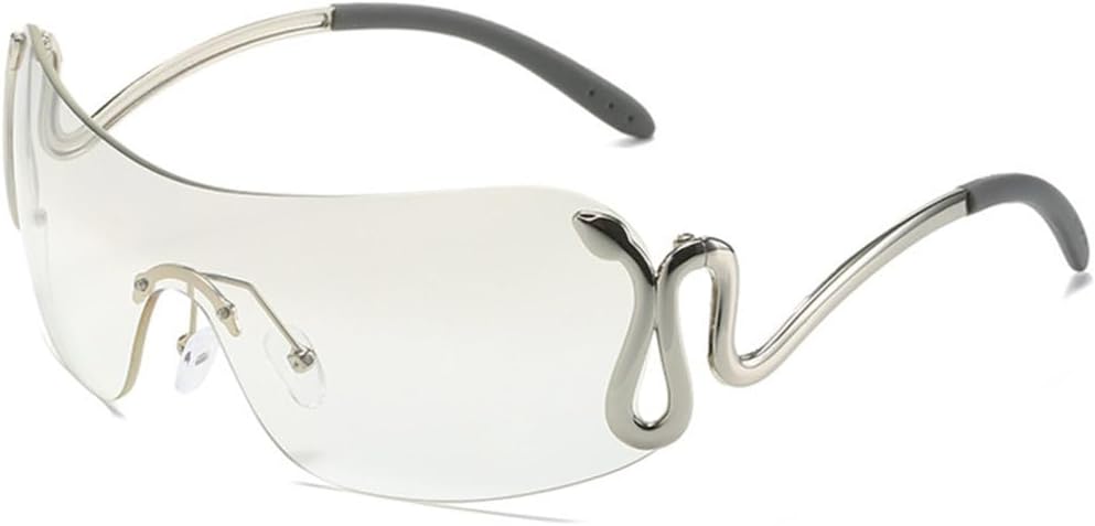 

Модные цельные женские солнцезащитные очки, стильные большие солнцезащитные очки для активного отдыха, мужские панк-очки, персонализированные очки с защитой от УФ-излучения UV400 TYUVIVO, Silver