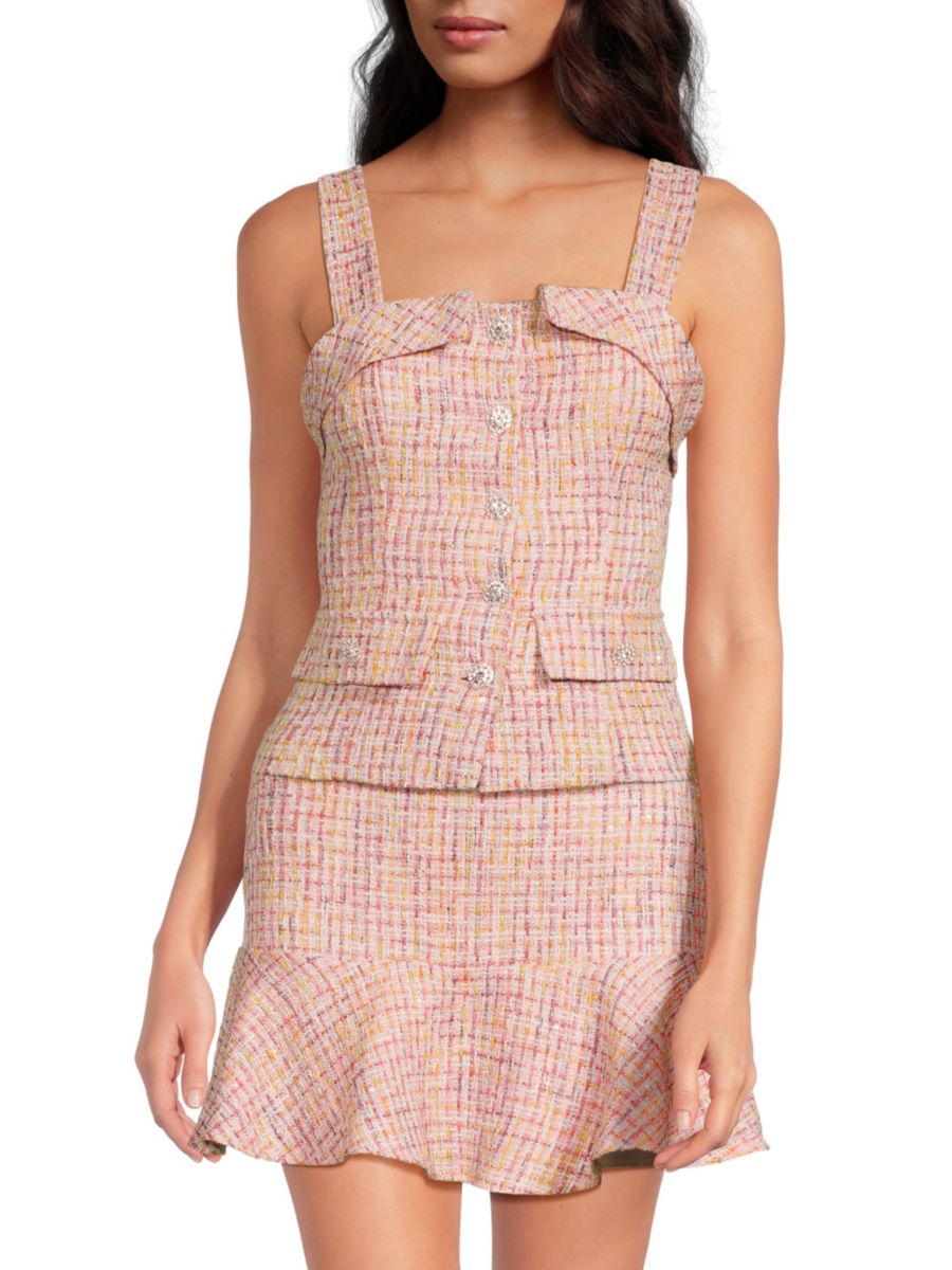 

Майка из текстурированного твида с пуговицами спереди Lea & Viola, цвет Lavender Multi