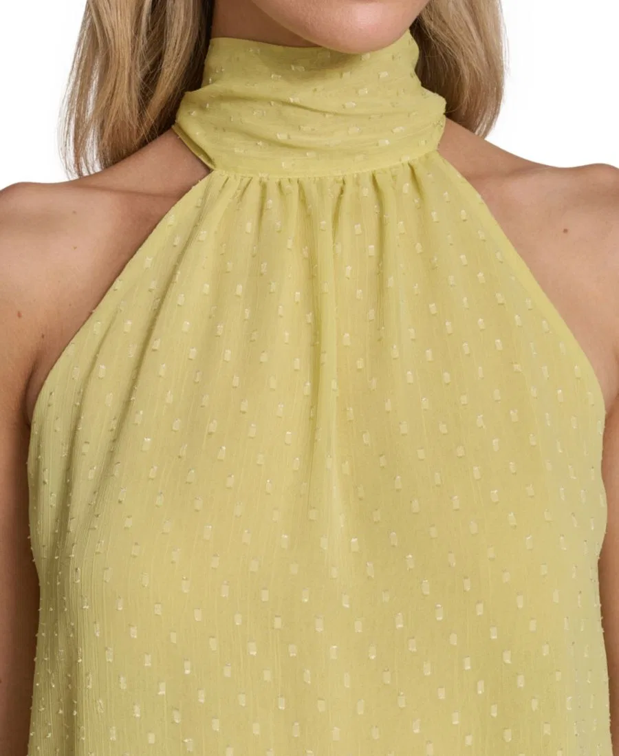 Женская плиссированная водолазка без рукавов Calvin Klein, Pear — фото 4
