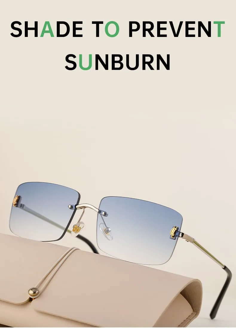 

Солнцезащитные очки в европейском и американском стиле без оправы для мужчин и женщин — индивидуальный минималистичный дизайн, защита от УФ-излучения GFYFJXJT, C2