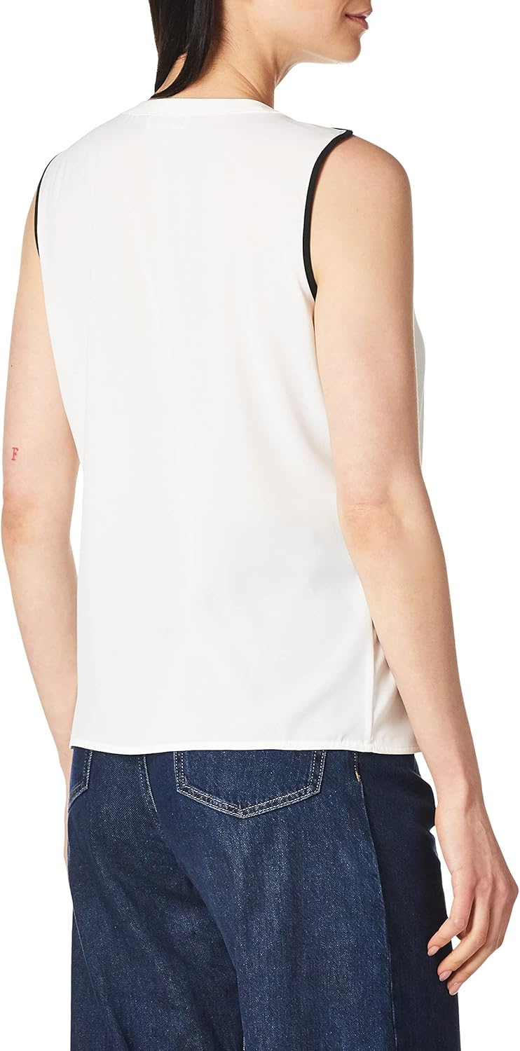 Женский топ без рукавов с разрезом на шее Calvin Klein, White/Black — фото 3