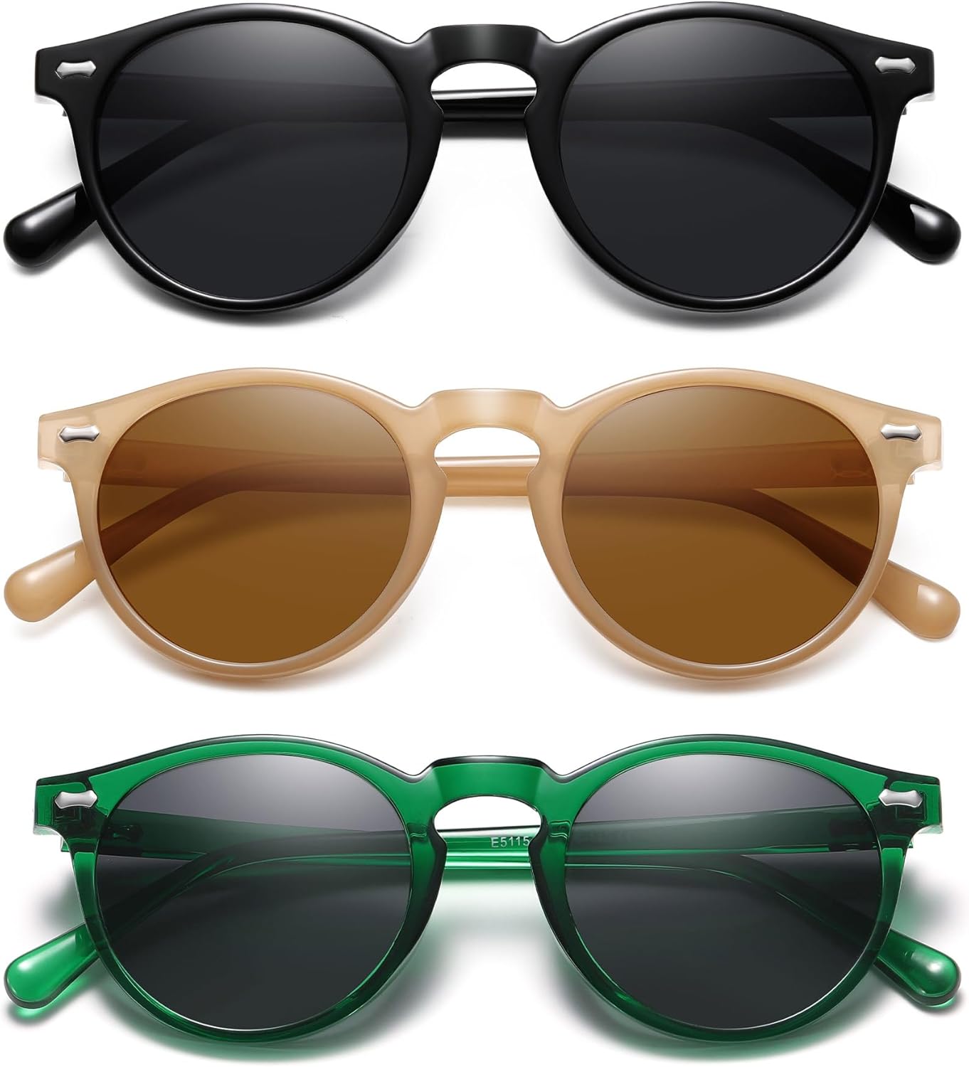 

Ретро маленькие круглые поляризованные солнцезащитные очки для женщин в винтажном стиле, защита от УФ-излучения YMRFW, 3pack（black/Gray+green Frame/Gray Lens+milk Coffee/Tea Lens)