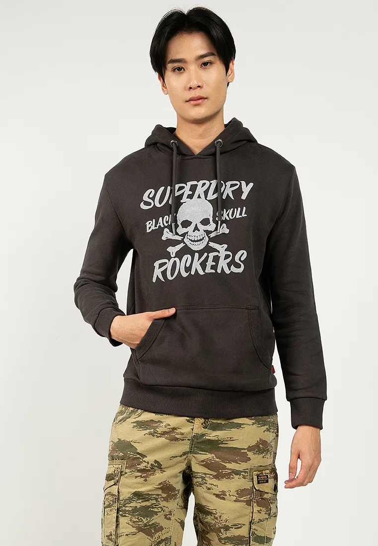 Толстовка с капюшоном, черная, Skull Superdry