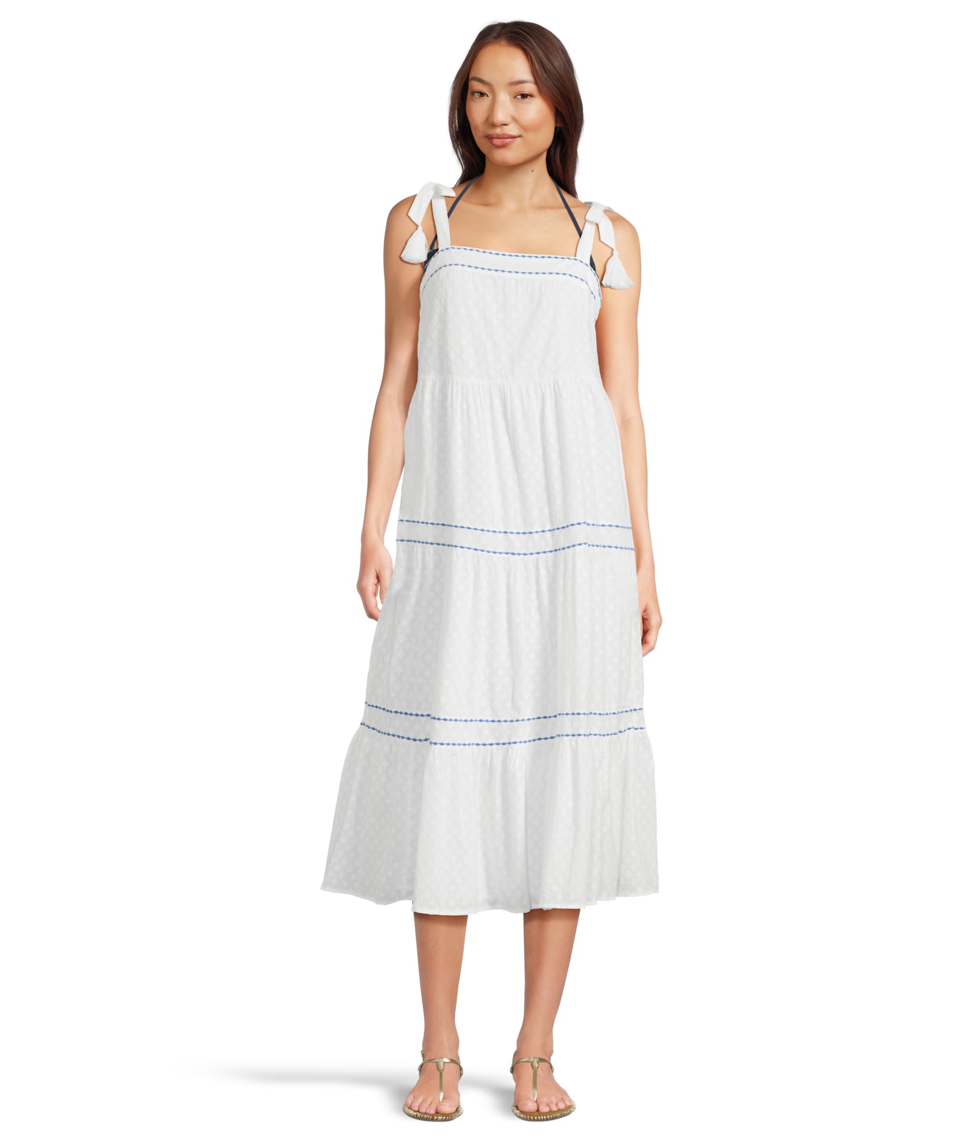 

Платье Tommy Bahama Cotton Clip Sq Neck Tiered Midi, белый