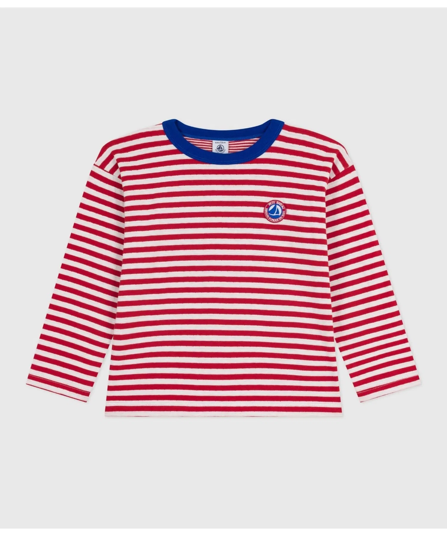 Детская футболка с длинным рукавом PETIT BATEAU в красную полоску