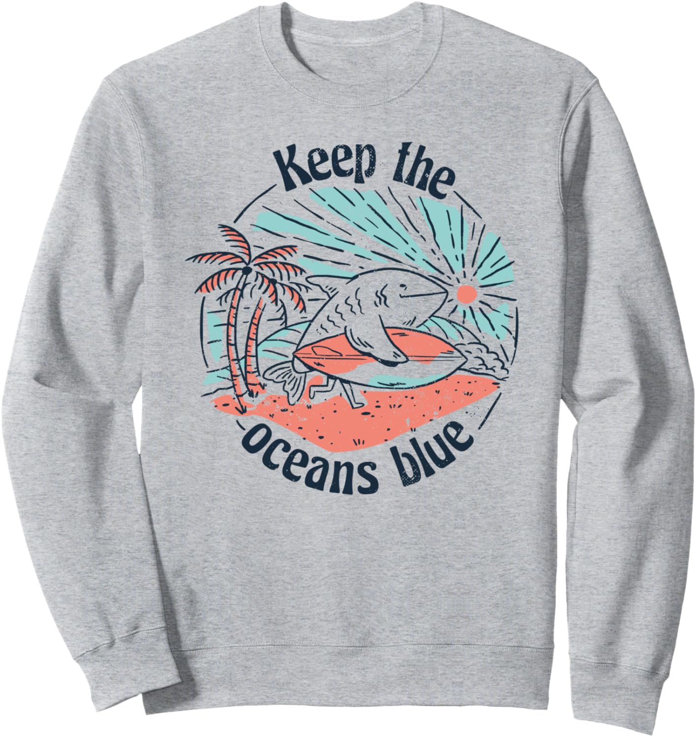 

Толстовка Keep The Oceans Blue - Protect Save the Ocean, серая (серый меланж), размер S