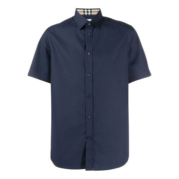 

Рубашка men's casual shirt short sleeve navy blue Burberry, синий