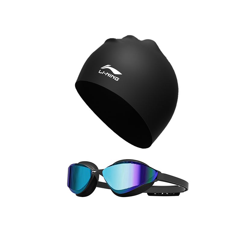 

Электролитизированные плавательные очки с набором шапочек и кепок Unisex, несколько цветов LINING, черный