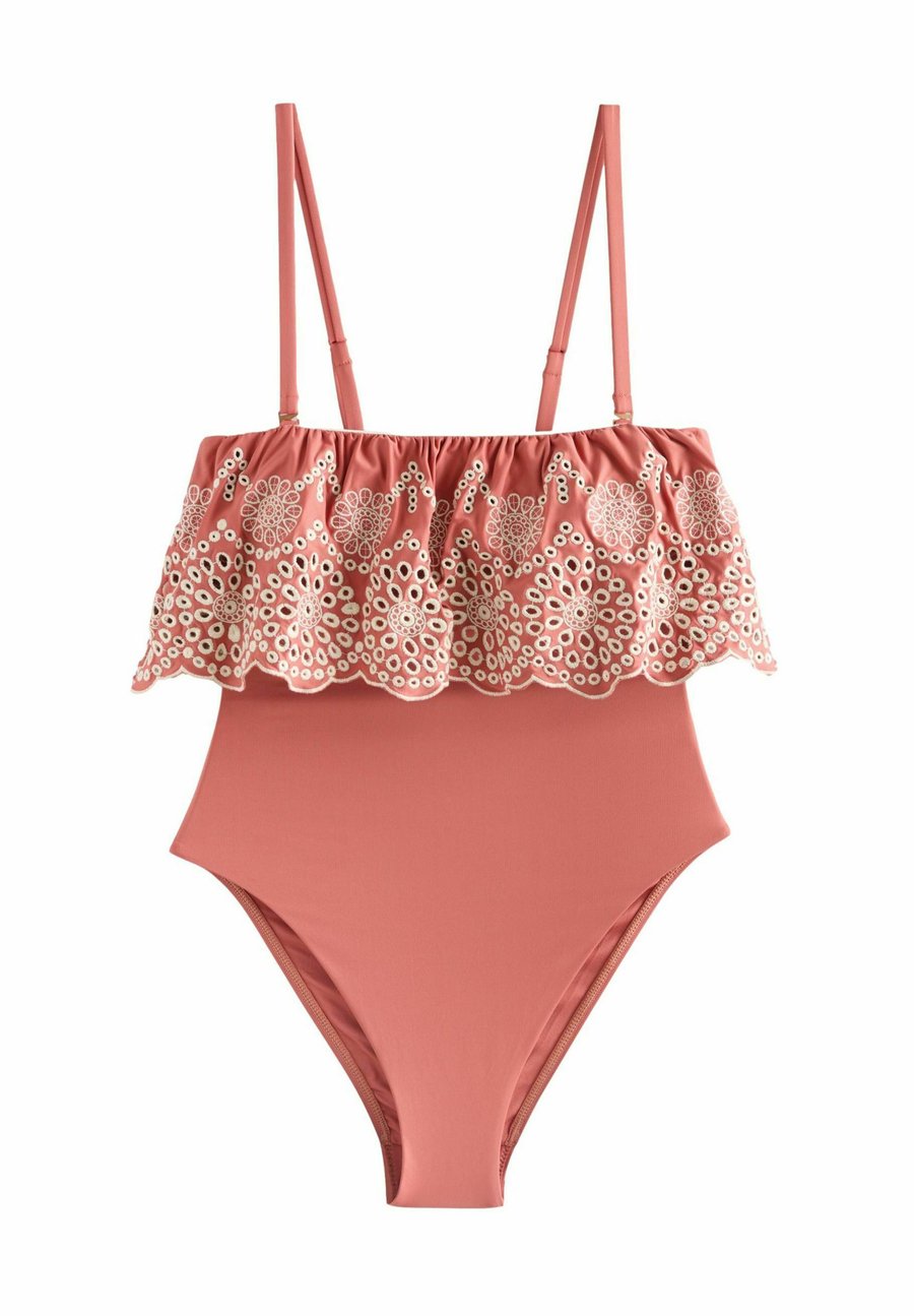 

Купальник Next BANDEAU EMBRIODERED FRILL TUMMY CONTROL, Rose Pink/Pink
