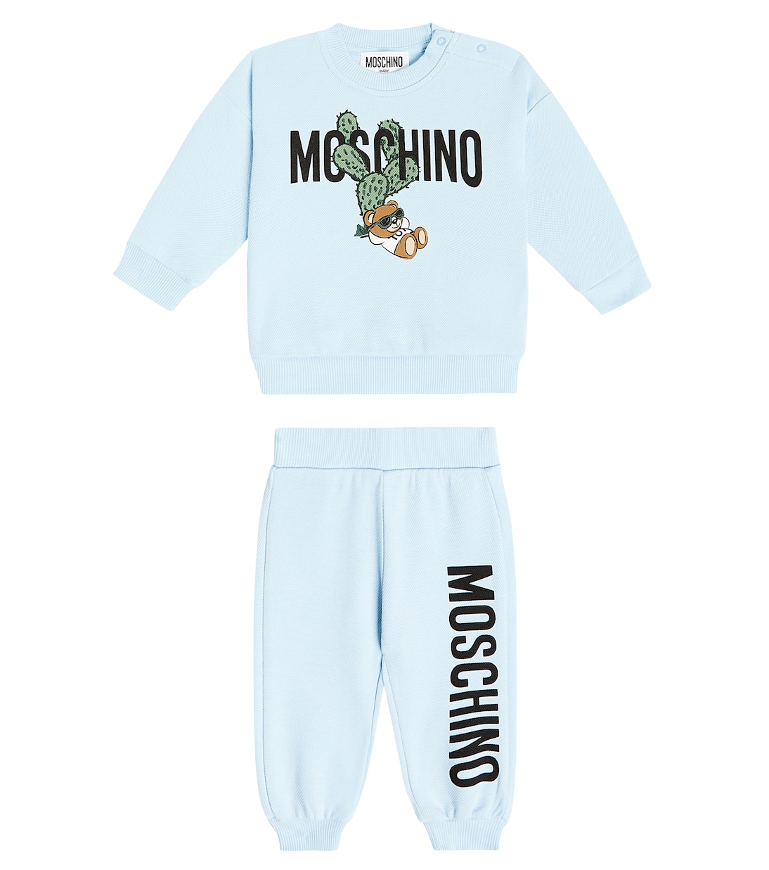 

Детский спортивный костюм из хлопкового джерси с принтом Moschino Kids, Baby Sky Blue