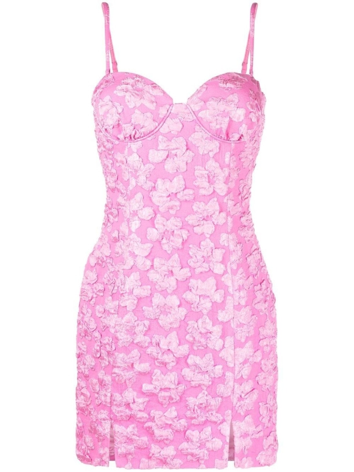 

ROTATE sweetheart-neck jacquard minidress, розовый