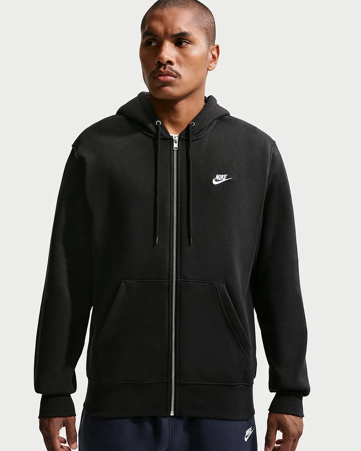 Мужская флисовая кофта на молнии Nike Club, Black/Black/White