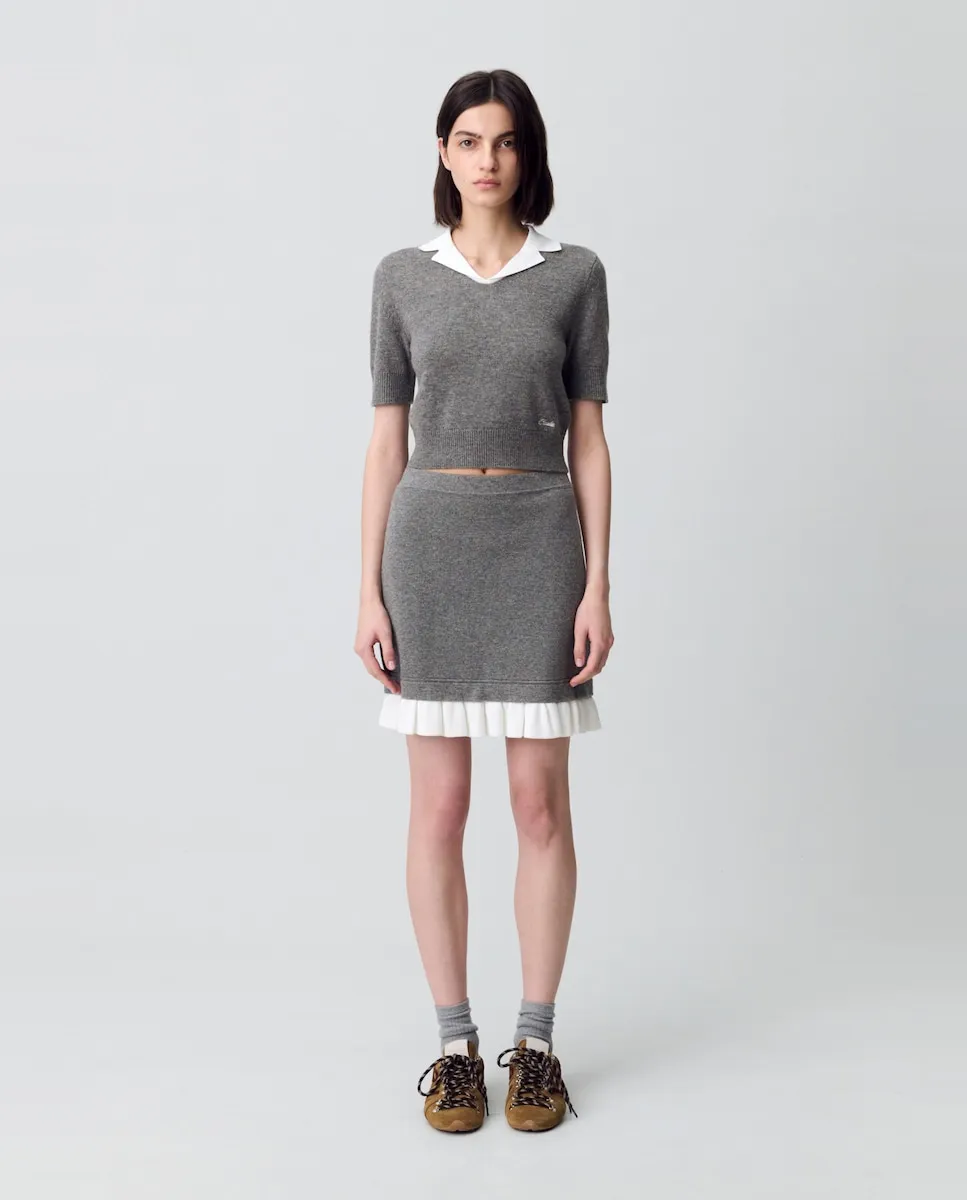

Тонкая короткая юбка Claudie Pierlot, серый