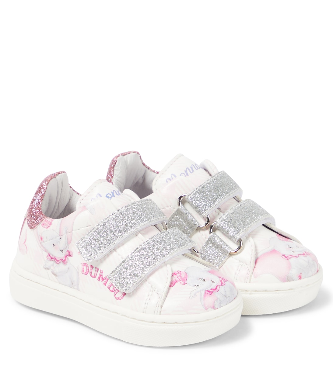 

Блестящие кроссовки Baby Dumbo Monnalisa, Rosa+Argento