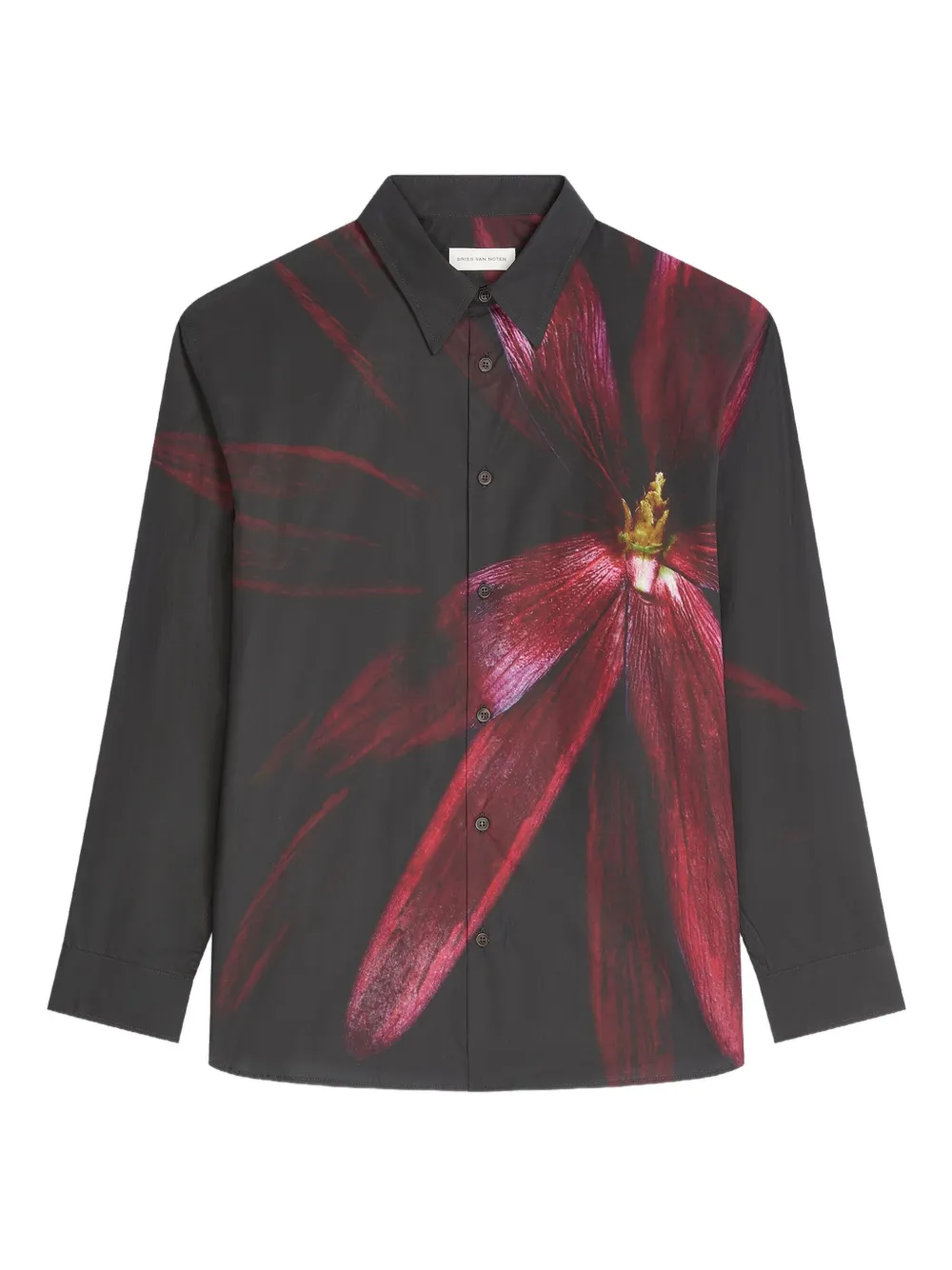 

Рубашка с цветочным принтом DRIES VAN NOTEN, черный