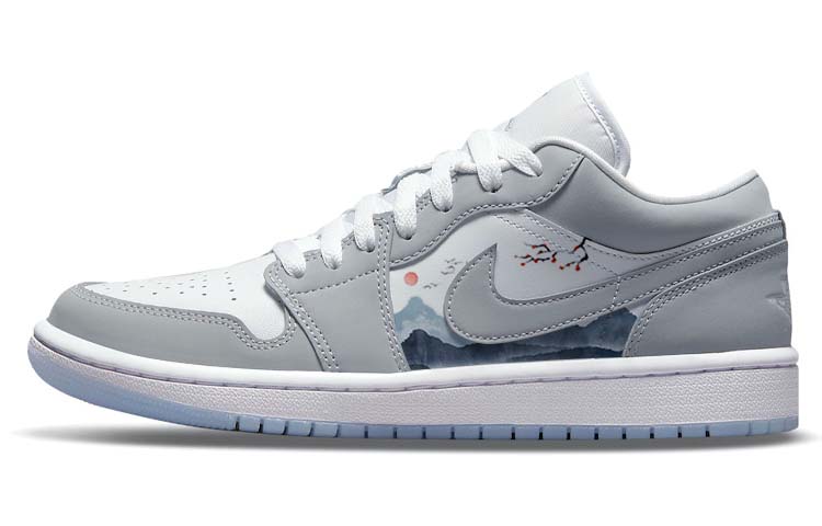 

Кроссовки Air JORDAN 1 Vintage Basketball Shoes Women's Low-Top Gray White, серый