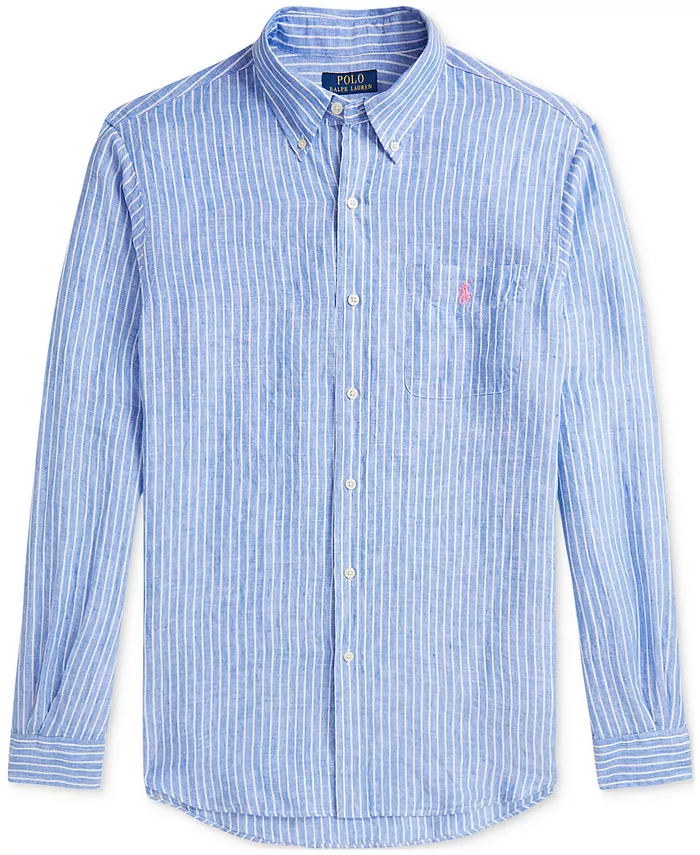 

Мужская классическая полосатая льняная рубашка Polo Ralph Lauren, мультиколор