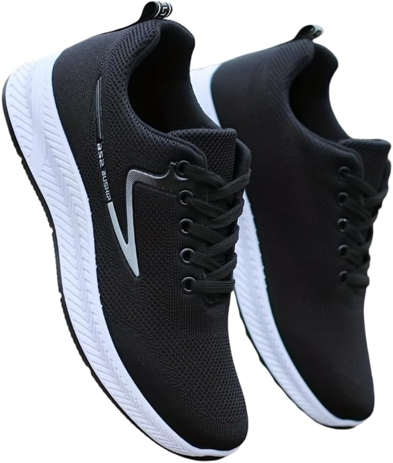 

Легкие и дышащие мужские кроссовки на шнуровке - мужская спортивная обувь для бега, баскетбола, тренировок, занятий в зале и прогулок Hhhchpm, черный