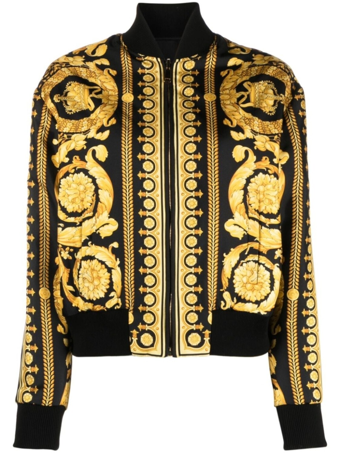 

Versace шелковый бомбер с принтом Barocco, черный
