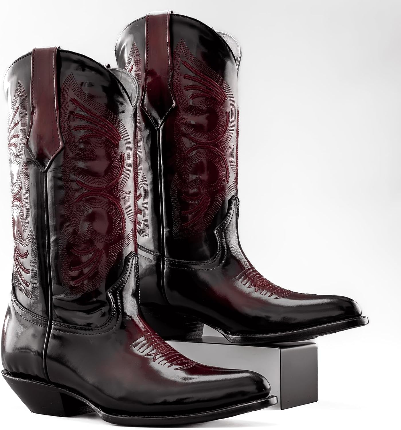 Мужские ковбойские сапоги Joe Boots 900C из натуральной кожи с хамелеоновой отделкой, J-носок, каблук 4 см Joe Exclusive, винный — фото 2