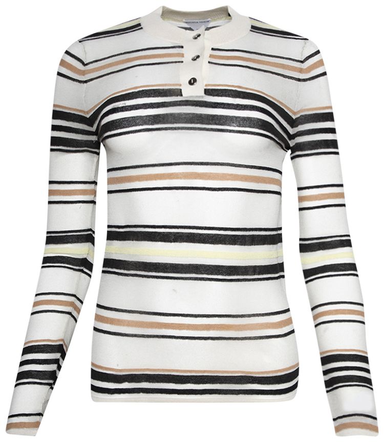 

Поло Bottega Veneta Striped Long-Sleeve Polo 'Dove/Yellow/Nude', разноцветный