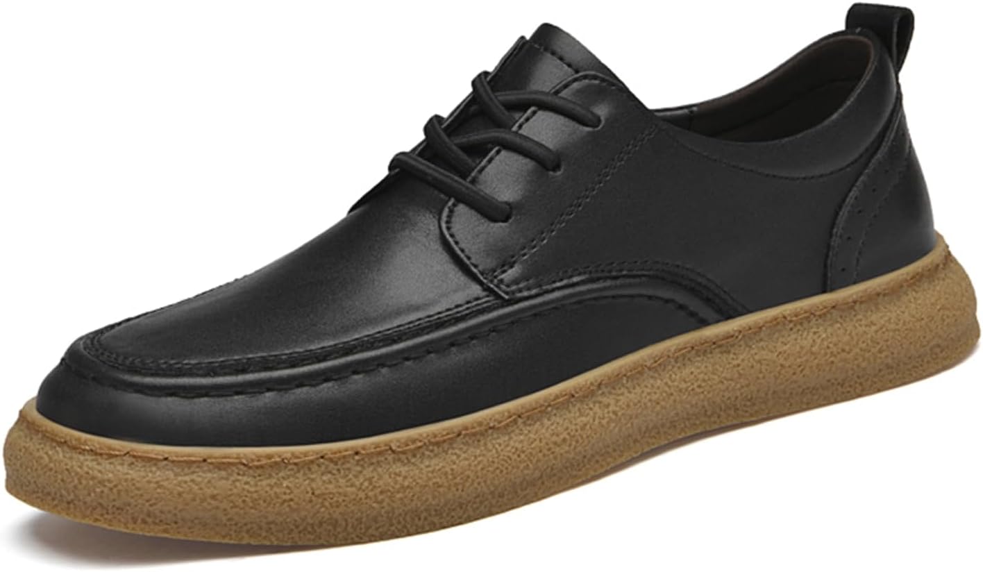 

Мужские кроссовки из натуральной кожи с шнуровкой, классические повседневные низкие, удобные с круглым носком, плоская подошва, для тенниса, ходьбы, вождения и ежедневной носки Netehadi, черный