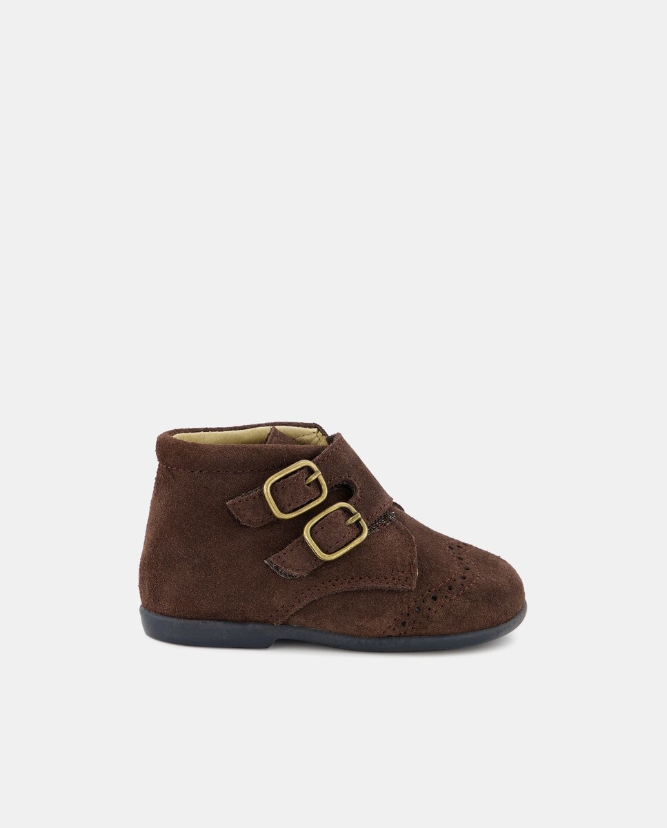 

Сапожки для мальчика из замши с двумя пряжками Leon Shoes, коричневый