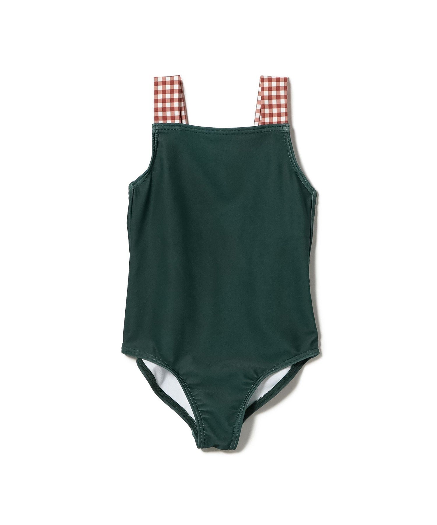 Купальное платье в клетку с бретелями (100–130 см) Kodomo Beams, DARK GREEN
