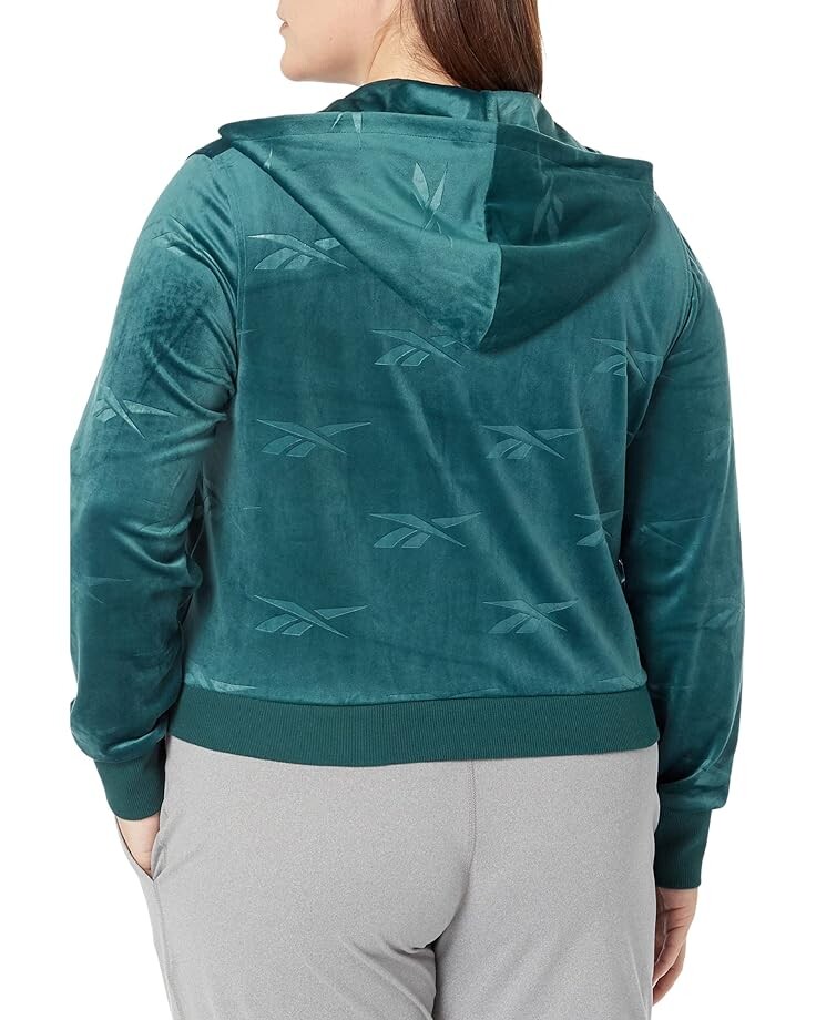 

Толстовка Reebok Plus Size Classics Velour Shrunken Zip-Up Sweatshirt, цвет Forest Green