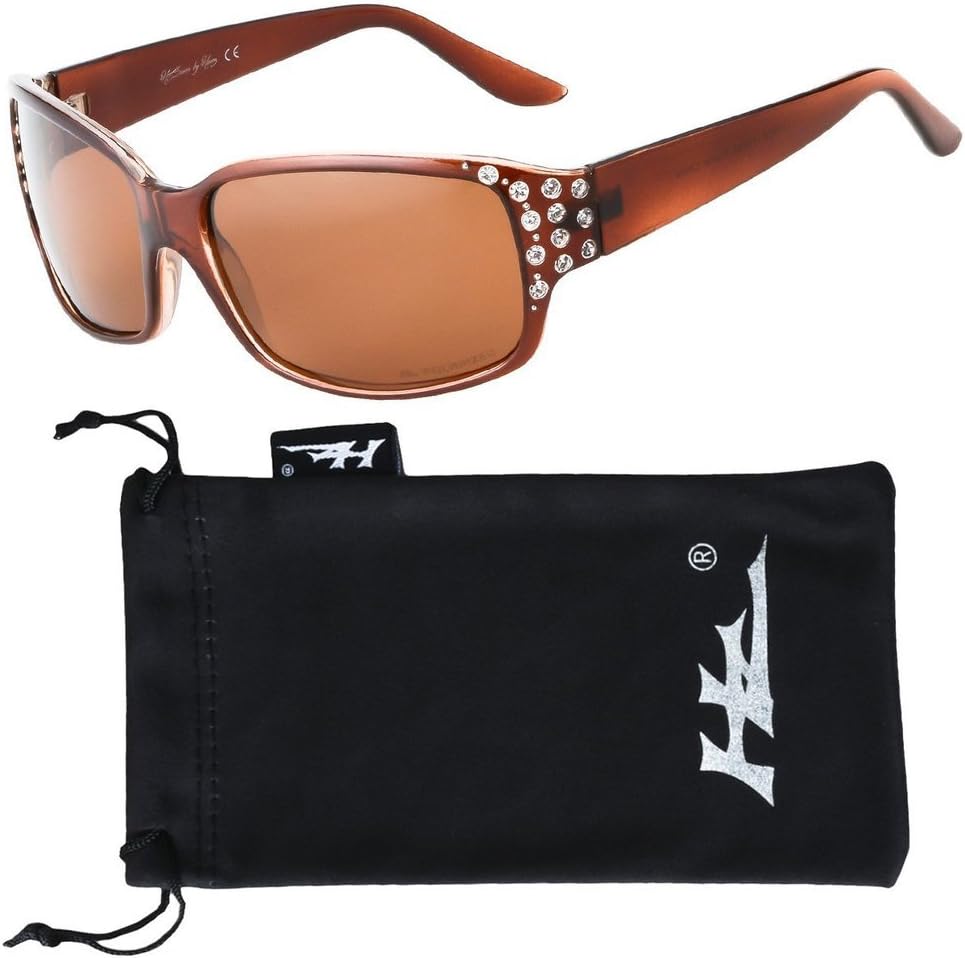 

Поляризованные солнцезащитные очки для женщин - Премиальные модные солнцезащитные очки - Дизайнерские солнцезащитные очки для женщин серии HZ Diamante Hornz, Honey Amber